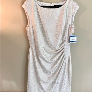 Anne Klein Gold/Cream Ruched Dress, XL